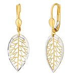 Zlaté visací náušnice Tree z bílého a žlutého zlata