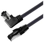 Maxtrack TI51-3L RJ45 síťové kabely, propojovací kabely CAT 8.1 S/FTP 3 m černá 90° zatočeno doprava, jednoduché stínění 1 ks