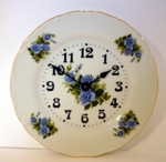Nástěnné hodiny TALÍŘOVÉ -  modrá růže