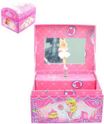 Šperkovnice hrací skříňka truhla princezny s panenkou na natažení karton