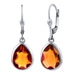 Stříbrné visací náušnice Maira se syntetickým oranžovým opálem