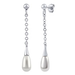 Stříbrné visací řetízkové náušnice Denali s pravou perlou