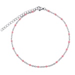 Dámský řetízek na nohu z chirurgické oceli - růžový