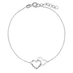 Stříbrný náramek dvojité srdce Dominique ručně broušený