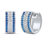 Stříbrné náušnice kruhy s modrými zirkony