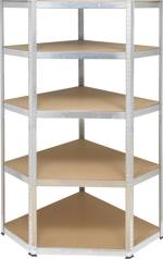 TOOLCRAFT KPW77 rohový modul skladového regálu, (š x v x h) 700 x 1800 x 700 mm, kov, MDF, dřevěná podlaha, pozinkovaná, stříbrná