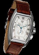 Pánské hodiny Desmond – barevná kombinace lesklá nerez ocel / bílý ciferník / hnědý řemínek