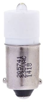 LED indikátor barva světla Bílá, objímka žárovky: BA9s jednočipový, průměr: 10mm, 230V ac
