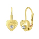 Zlaté náušnice srdce s přírodním čirým topazem