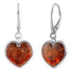 Elegantní stříbrné visací jantarové náušnice Sindy