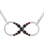 Stříbrný náhrdelník nekonečno Caruso s přírodním granátem