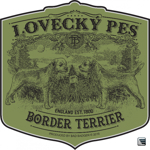 Samolepka Border teriér - olivová