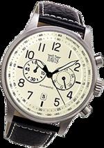 Pánské hodinky Aviamaticly – barevná kombinace broušená nerez ocel / bílý ciferník / černý řemínek