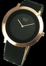 Dámské hodinky Phoebe – barevná kombinace nerez ocel v barvě červeného zlata / černý ciferník / černý řemínek