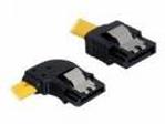 Delock Cable SATA - Kabel SATA - Serial ATA 150, 300 - SATA (F) do SATA (F) - 50 cm - opatřený západkou, levý úhlový konektor, přímý konektor - žlutá