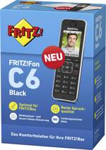 FRITZ! FRITZ!FON C6 Black Edition bezdrátový VoIP telefon záznamník, dětský telefon, handsfree, PIN kód LCD displej černá
