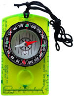 ACRA Buzola malá 11x6cm neonová žlutozelená (kompas) s lupou