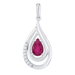 Luxusní stříbrný přívěsek s pravým Rubínem a zirkony