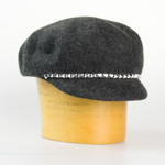 Dámská vlněná kšiltovka zdobená páskem - tmavě šedá melír