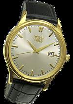 Pánské hodinky Ambassador – barevná kombinace pozlacená nerez ocel / bílý ciferník / černý řemínek