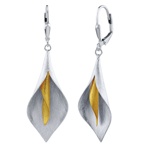 Stříbrné matované náušnice květ Thia zlacené 18kt. zlatem