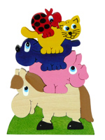 Dřevěné puzzle – pyramida - zvířátka / originální puzzle