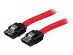 StarTech.com 18in Latching SATA Cable - SATA cable - Serial ATA 150, 300, 600 - SATA (R) to SATA (R) - 1.5 ft - latched - red - LSATA18 - Kabel SATA - Serial ATA 150, 300, 600 - SATA (R) do SATA (R) - 46 cm - opatřený západkou - červená - pro P, N: 10P6G-PCIE-SATA-CARD, 2P6G-PCIE-SATA-CARD, 4P6G-PCIE-SATA-CARD, 6P6G-PCIE-SATA-CARD