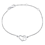 Stříbrný náramek dvojité srdce