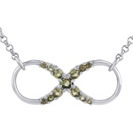 Stříbrný náhrdelník nekonečno Caruso s přírodním vltavínem