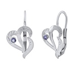 Zlaté náušnice srdce Chrissy s přírodním tanzanitem z bílého zlata