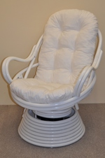 Ratanové houpací křeslo Swivel bílé polstr bílý SLEVA 7 %  | RYCHLÉ DODÁNÍ