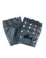 Rukavice BIKER bez prstů s nýtky ČERNÉ