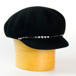 Dámská vlněná kšiltovka zdobená páskem - černá
