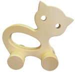 Dřevěná kočička s otvorem na kolečkách - dřevěné hračky