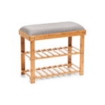 Botník s lavicí a 2 policemi, bambus/polyester 14235