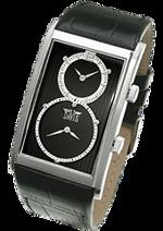 Pánské hodinky Dual Timer Watch – barevná kombinace lesklá nerez ocel / černý ciferník / černý řemínek