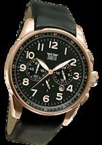 Pánské hodinky Eton – barevná kombinace lesklá nerez ocel pozlacená růžovým Au / černý ciferník / černý řemínek