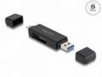 Delock SuperSpeed USB 5 Gbps čtečka karet USB Type-C™, Typu-A pro paměťové karty SD a Micro SD