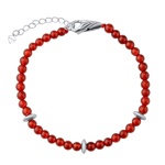 Červený náramek Milly se stříbrnými korálky a přírodním červeným Onyxem