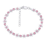 Dámský i dětský stříbrný náramek Flowie s růžovými Brilliance Zirconia