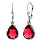 Stříbrné visací náušnice Maira se syntetickým rubínem