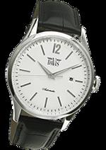 Pánské hodinky Automatic Watch – barevná kombinace lesklá nerez ocel / bílý ciferník / černý řemínek