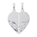 Partnerský stříbrný přívěsek srdce půlené - typ 4