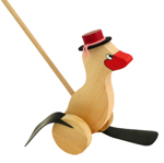 Dřevěná plácačka Kachna / originální dřevěná hračka pro nejmenší