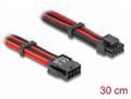 Delock Prodlužovací kabel z 8-pinové zástrčky EPS na 4 + 4-pinovou zásuvku EPS, s textilním opletením, červenočerný