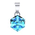 Stříbrný přívěsek kostka se Swarovski® Crystals Aquamarine