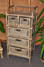 Hnědá ratanová komoda 3+2 zásuvky