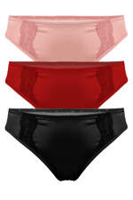 Lezara Modern krajkované kalhotky se srdíčky - 3bal S vícebarevná