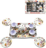 Čajový servis plechový dětské nádobíčko set 15ks v krabici