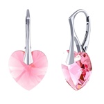 Stříbrné náušnice SRDCE 14mm se Swarovski® Crystals- Light Rose